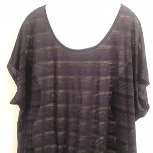 Lane Bryant Blue & black sheer stripped shirt